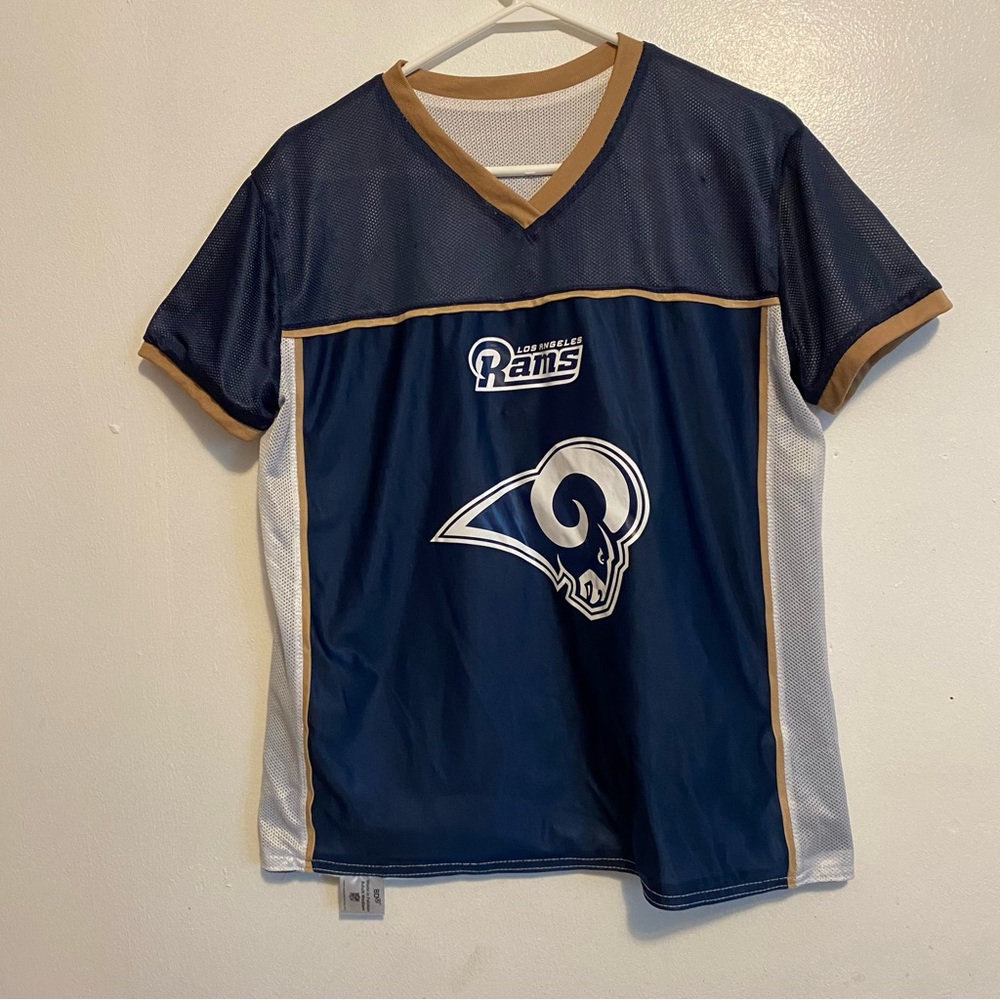 Los Angeles Rams Navy and Tan Jersey Flag Play Football Mens Medium Reversible
